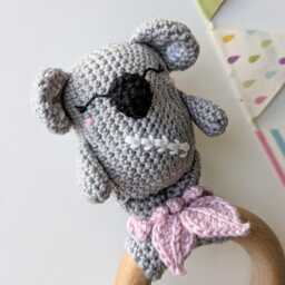 Koala Baby Rattle, Handmade Wooden Sensory Toy - thumbnail 3