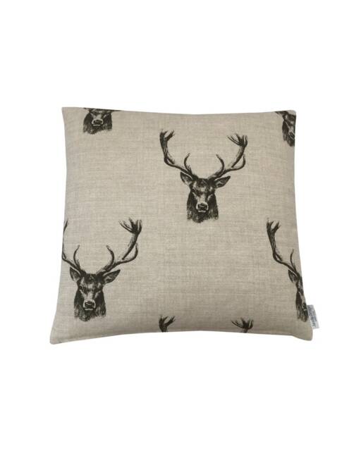 Handmade Stag Head Double Sided Linen Cushion Cover Country Home Decor - image 1