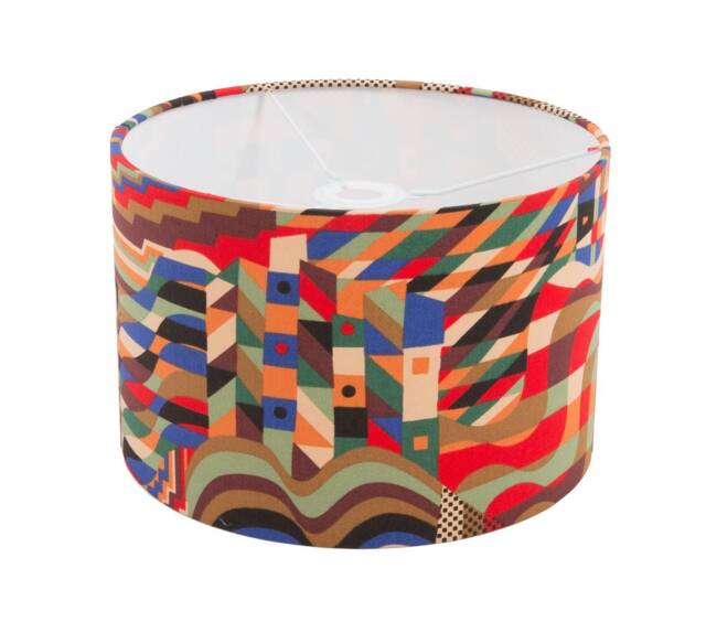 Bauhaus Geometric Lampshade Handmade in UK Red Vintage Retro Pattern Lamp Shade Bauhaus Drum - image 1