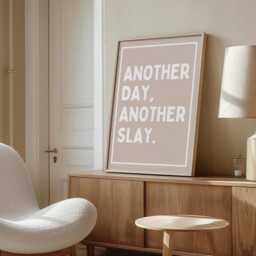 Another Day Slay Beige Wall Print, Coquette Trendy Girly Art, Decor, Sassy Girl Print , Bedroom Poster - thumbnail 2