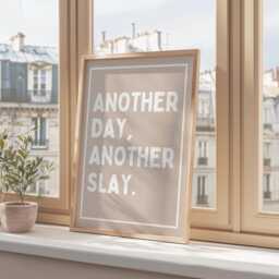 Another Day Slay Beige Wall Print, Coquette Trendy Girly Art, Decor, Sassy Girl Print , Bedroom Poster - thumbnail 3