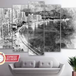 Hawaii Skyline, Bay, Canvas Art, Wall Print, Canvas, Poster, Photo, Decor - thumbnail 4