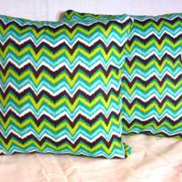 Turquoise, Brown, White & Green Chevron Ikat Pillow Cover - thumbnail 3