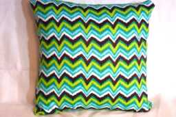 Turquoise, Brown, White & Green Chevron Ikat Pillow Cover - thumbnail 1