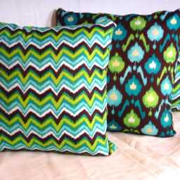 Turquoise, Brown, White & Green Chevron Ikat Pillow Cover - thumbnail 2