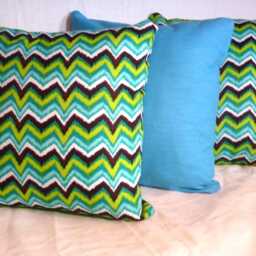 Turquoise, Brown, White & Green Chevron Ikat Pillow Cover - thumbnail 4