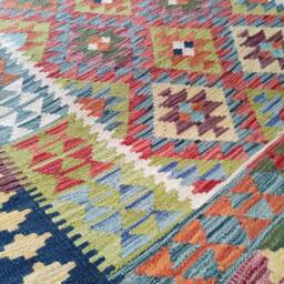 Kilim Rug Classic, Handmade Artisan Afghan Turkish Aztec Geometric Wool 198x128 cm - thumbnail 4