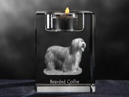 Bearded Collie, Crystal Candlestick With Dog, Souvenir, Decoration, Limited Edition, Collection - thumbnail 1