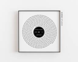 Personalised Vinyl Lyrics Poster, Record Print, Anniversary Gift, Typography Music Art, Wedding Song Cp - thumbnail 1