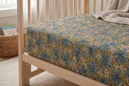 Cream & Taupe Floral Vine Crib Sheet - Neutral Baby Bedding - thumbnail 1