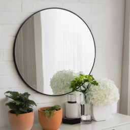 Modern Gold Round Wall Mirror Industrial Metal Frame - 50cm - thumbnail 3