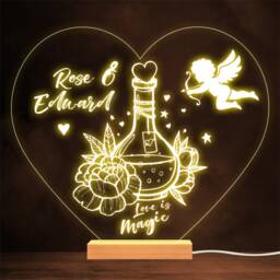 Love Potion Cupid Flowers Stars Valentine's Day Personalised Gift Night Light - thumbnail 1