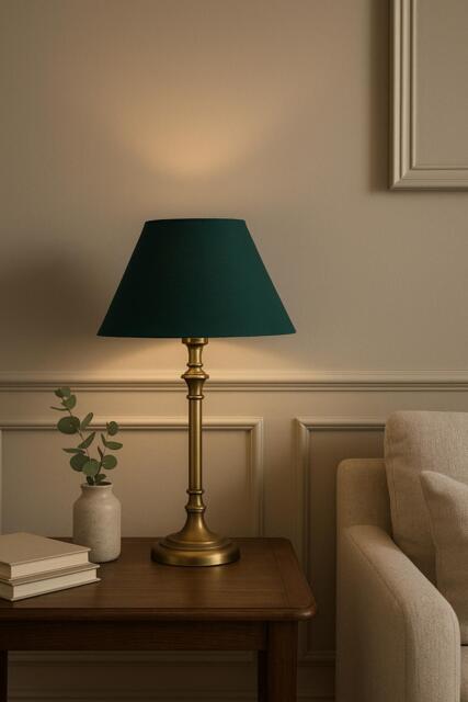 Handmade Dark Bottle Green Cotton Empire Lampshade - image 1