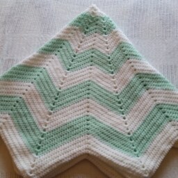 Crochet Baby Blanket, Light Green & White, Spider Web Unisex House Warming. Ready To Ship - thumbnail 3