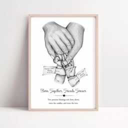 Personalised Family Twins Print - New Baby Unframed - thumbnail 2