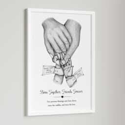 Personalised Family Twins Print - New Baby Unframed - thumbnail 1