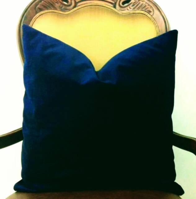 Luxury Navy Velvet Pillow Cover Decorative Throw Cushion, Custom Sizes - image 1