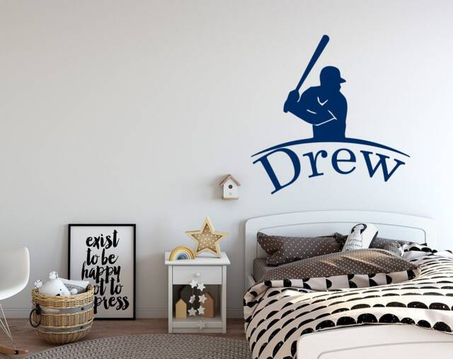 Name Wall Decals Sport Decal Baseball Logo Vinyl Sticker Nursery Home Decor Boy Room Bedroom Na347 - image 1