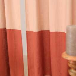 Linen Color Block Curtain Panels Semi-Sheer Rod Pocket Curtains - Set Of 2 - thumbnail 3