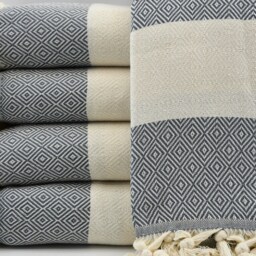 "Gray Blanket, Bedspread, Turkish Blanket, Diamond Blanket, Long Blanket, 79""x95" - thumbnail 3