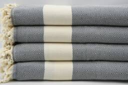 "Gray Blanket, Bedspread, Turkish Blanket, Diamond Blanket, Long Blanket, 79""x95" - thumbnail 1