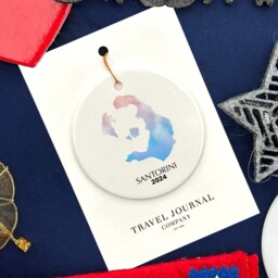 Santorini Greece Personalised Christmas Tree Ornament Decoration Gift Present Xmas Bauble Festive Decor Holiday Custom - thumbnail 3