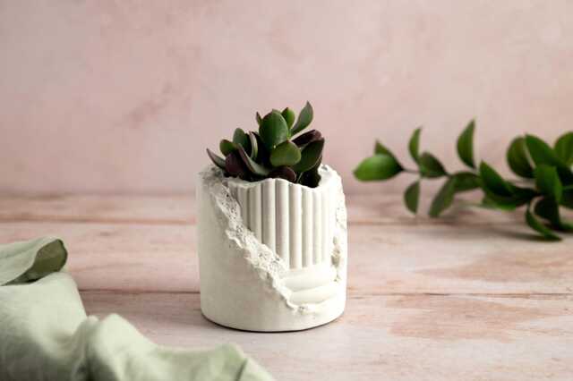 Cracked Pillar Plant Pot - Unique Design With Central Void For Small Cacti Or Succulents - image 1