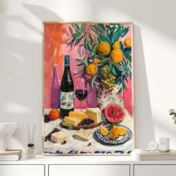Wine & Cheese, Wall Art, Cheese Kitchen Poster, Decor, Lover Gift, Cheers Print, Print - thumbnail 1