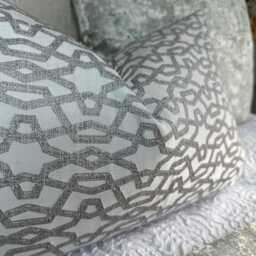 Geometric Design Cushion Cover, Luxury Lumbar Pillow Cover Sofa Bed, Silver Prestigious Textiles Karma - thumbnail 2