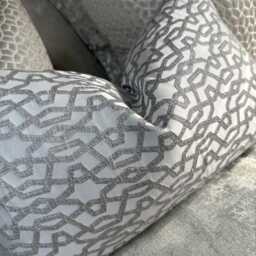 Geometric Design Cushion Cover, Luxury Lumbar Pillow Cover Sofa Bed, Silver Prestigious Textiles Karma - thumbnail 4