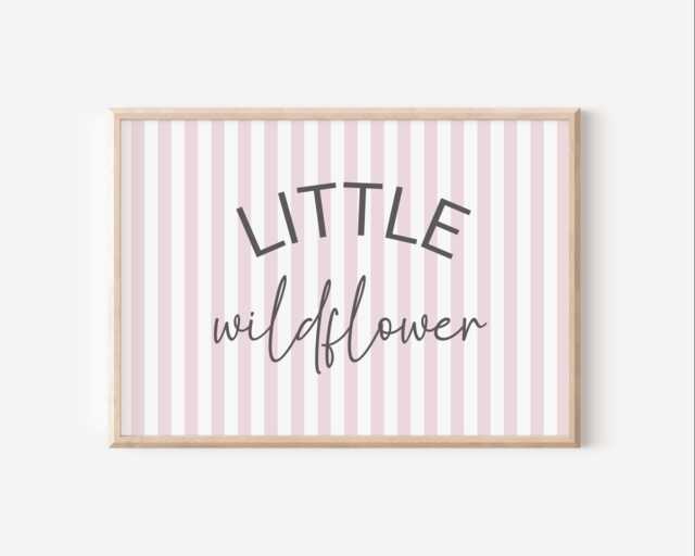 Little Wildflower Striped Wall Print For Girls Bedroom Or Nursery - image 1