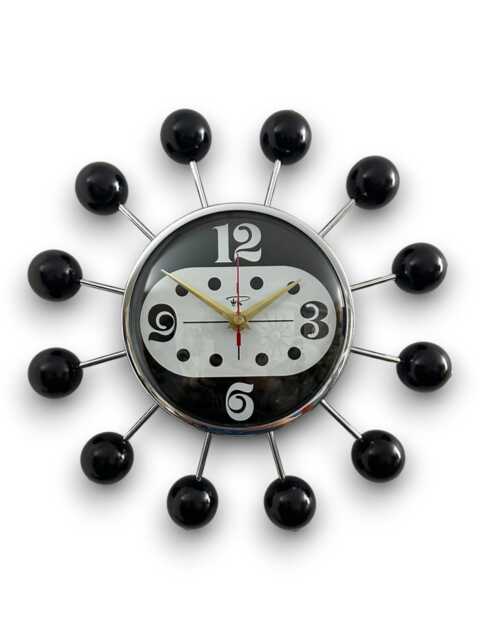 Handmade Starburst Clock Mid-Century Modern Black & White Ball Clock - image 1