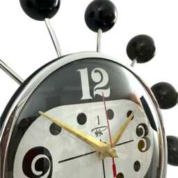 Handmade Starburst Clock Mid-Century Modern Black & White Ball Clock - thumbnail 3