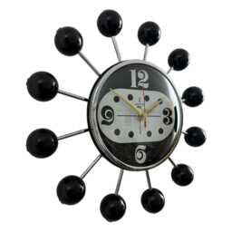 Handmade Starburst Clock Mid-Century Modern Black & White Ball Clock - thumbnail 2