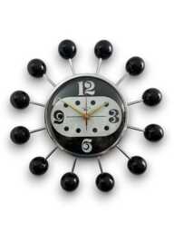 Handmade Starburst Clock Mid-Century Modern Black & White Ball Clock