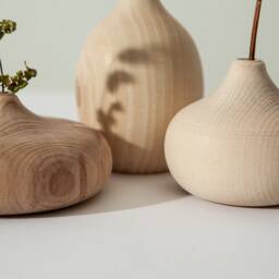 Handmade Carved Wooden Vase Minimalist Home Decor Gift - thumbnail 3