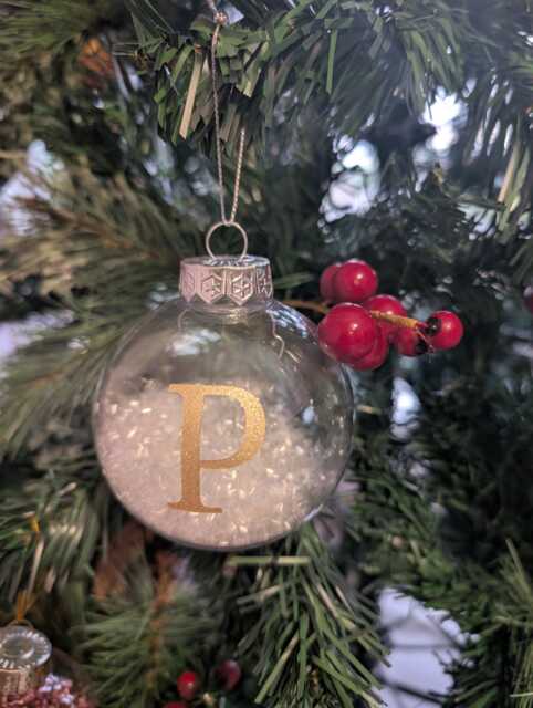 Personalised Glitter Christmas Bauble/Initial Memorial Tree Decoration Ornament - image 1