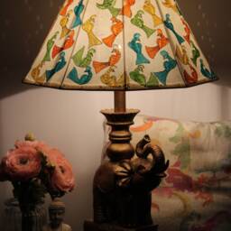 Painted Leather Lamp Shade Bird Paradise - Handmade Shade- Table Lampshade H-10, W-16 Inches - thumbnail 2