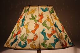 Painted Leather Lamp Shade Bird Paradise - Handmade Shade- Table Lampshade H-10, W-16 Inches - thumbnail 1