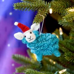 Felt Blue Sheep Christmas Hanging Ornament, Bauble Where Is The Green Sheep? Bookish Play - thumbnail 2