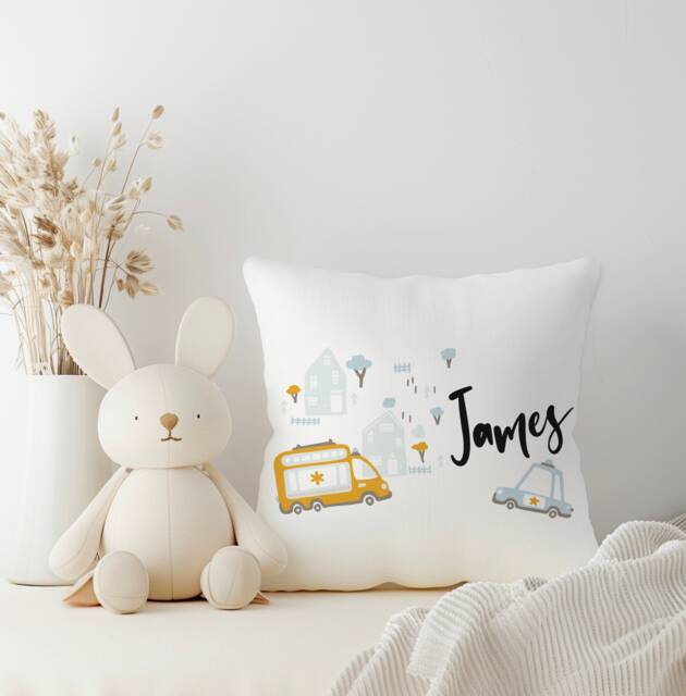 City Map With Roads Pillow, Road Pillow, Kids Square Throw Pillow Decor, Children's Room Decor, Cotbed Bedding, Personalised Bedding