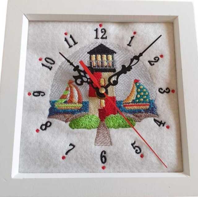 Embroidered Lighthouse Clock. - Silent - image 1