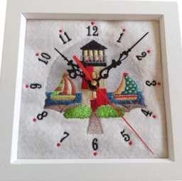 Embroidered Lighthouse Clock. - Silent - thumbnail 1