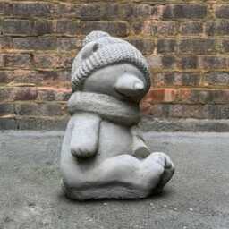 Stone Teddy Statue Concrete Bear Figurine Outdoor Winter Sculpture Garden & Home Decoration Bear Lover Gift Front Door Ornament - thumbnail 2