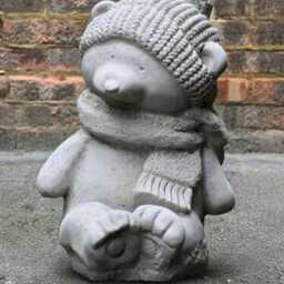 Stone Teddy Statue Concrete Bear Figurine Outdoor Winter Sculpture Garden & Home Decoration Bear Lover Gift Front Door Ornament - thumbnail 3