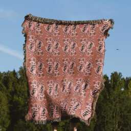 Pink Groovy Tiger Pattern Woven Cotton Throw Blankets - thumbnail 3