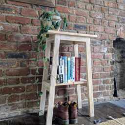 Tall Reclaimed Wood Side Table Handmade Plant Display Table - thumbnail 2