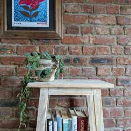 Tall Reclaimed Wood Side Table Handmade Plant Display Table - thumbnail 3