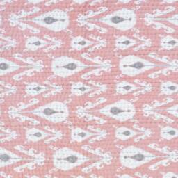 Quilted Bed Set - Coral Ikat Print Cotton Kantha With Stripe Pattern Quilting Sizes Available - thumbnail 4