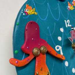 Mermaid Pendulum Wall Clock, Unique Clock, Handmade Clock, Sealife Clock, Beach House Decor, Ocean Decor, Ocean Decor, Fish Art - thumbnail 3